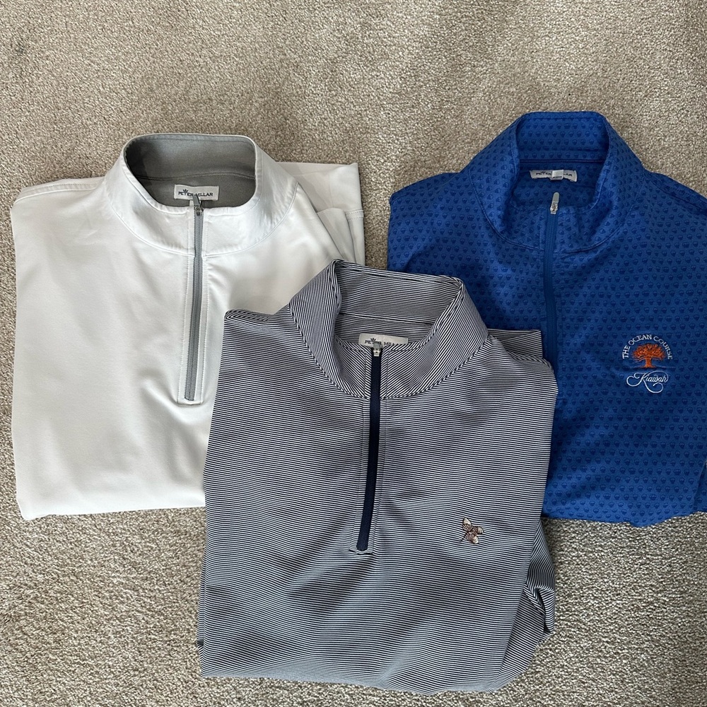 Three Peter Millar performance pullover size large